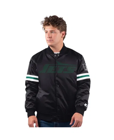 Starter Men's Black New York Jets New Logo Full-snap Jacket In Black,white