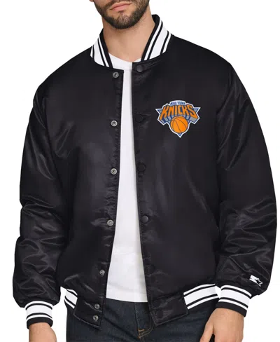 Starter Men's Black New York Knicks Triangle Full-snap Varsity Jacket
