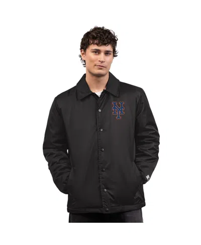 Starter Men's Black New York Mets Full-snap Coaches Jacket