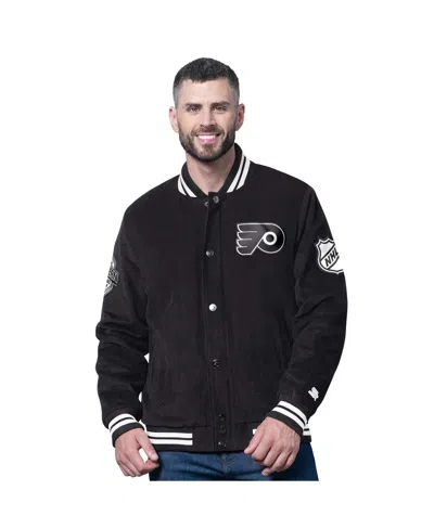Starter Men's Black Philadelphia Flyers Blackout Corduroy Full-snap Varsity Jacket