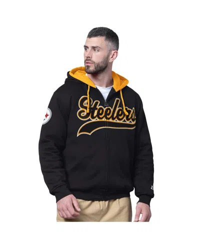 Starter Men's Black Pittsburgh Steelers Big Shot Full-zip Double Hoodie