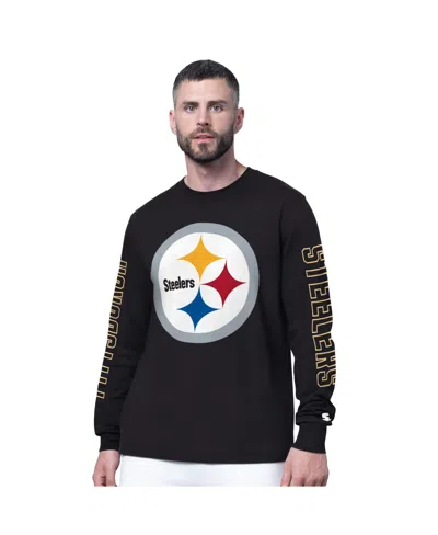 Starter Men's Black Pittsburgh Steelers Clutch Hit Ii Long-sleeve T-shirt