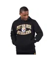 Starter Men's Black Pittsburgh Steelers Thursday Night Gridiron Pullover Hoodie In Black,gray