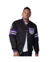 Starter Men's Black Sacramento Kings Scout Varsity Satin Full-snap Jacket In Black