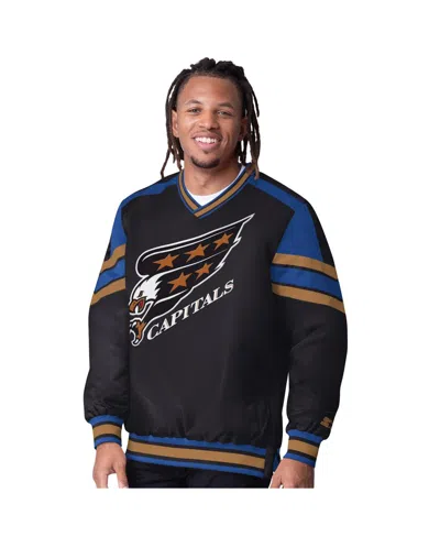 Starter Men's Black Washington Capitals Reliever V-neck Pullover Jacket In Multi