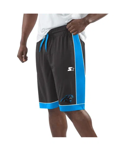 Starter Men's Black/blue Carolina Panthers Fan Favorite Fashion Shorts In Black,blue