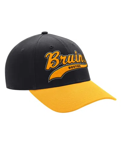 Starter Men's Black/gold Boston Bruins Two-tone Tailsweep Mascot Adjustable Hat In Multi