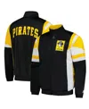 Starter Men's Black/gold Pittsburgh Pirates Contender Tricot Full-zip Track Jacket In Black