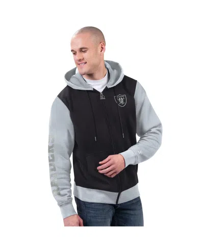 Starter Men's Black/silver Las Vegas Raiders Thursday Night Gridiron Full-zip Hoodie
