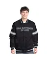 Starter Men's Black/silver San Antonio Spurs Scout Full Snap Varsity Jacket In Black