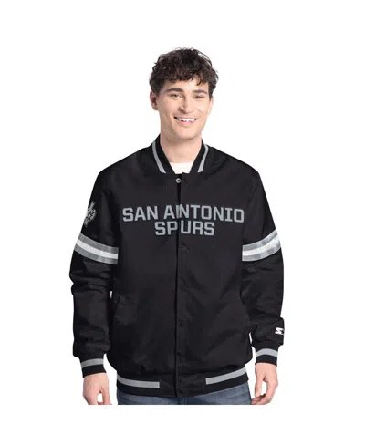 Starter Men's Black/silver San Antonio Spurs Scout Full Snap Varsity Jacket