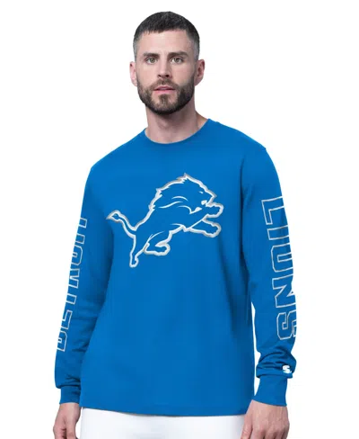 Starter Men's Blue Detroit Lions Clutch Hit Ii Long-sleeve T-shirt