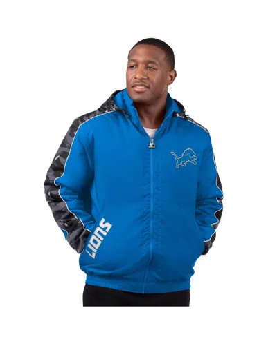Starter Men's Blue Detroit Lions Thursday Night Gridiron Full-zip Jacket In Blue,gray