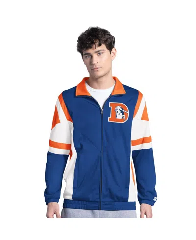 Starter Men's Blue/orange Denver Broncos Contender Vintage Logo Full-zip Track Jacket