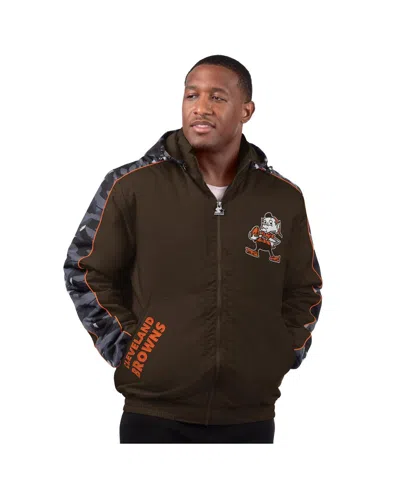 Starter Men's Brown Cleveland Browns Thursday Night Gridiron Full-zip Hoodie Jacket In Brown,black