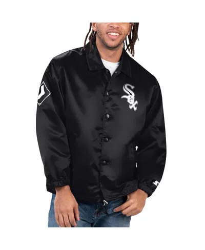 Starter Men's Brown San Diego Padres Option Route Satin Full-snap Jacket In Black