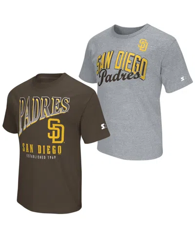 Starter Men's Brown/heather Gray San Diego Padres Two-pack T-shirt Set