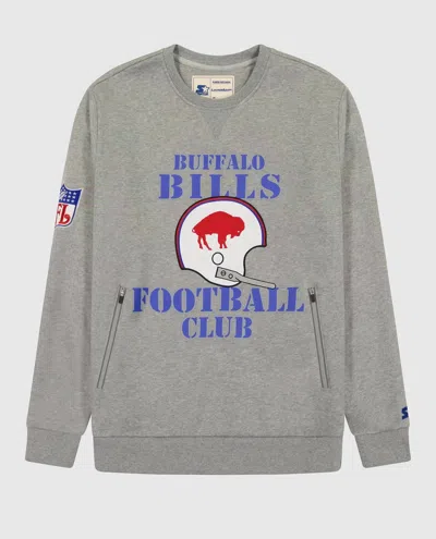 Starter Men's Buffalo Bills Crew Neck Sweatshirt With Zip Pockets In Grey