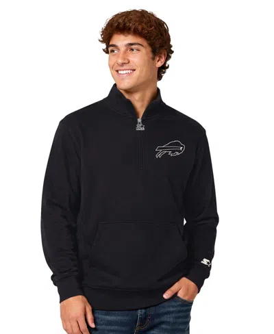 Starter Men's Buffalo Bills Thursday Night Gridiron Quarter-zip Sweatshirt In Black
