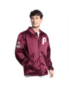 Starter Men's Burgundy Philadelphia Phillies Cooperstown Collection Point Man Full-snap Coaches Jacket In Multi