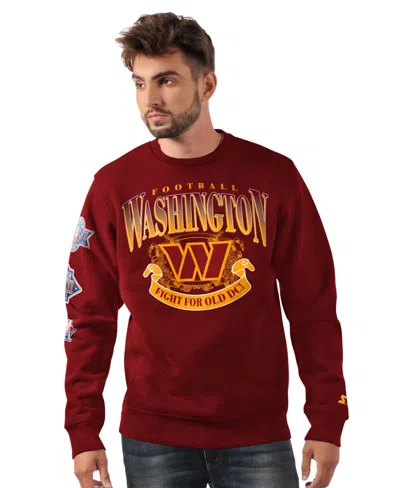 Starter Men's Burgundy Washington Commanders Fight On Knit Crewneck Sweatshirt