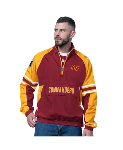 Starter Men's Burgundy Washington Commanders Prospect Half-zip Pullover Sweatshirt In Brown