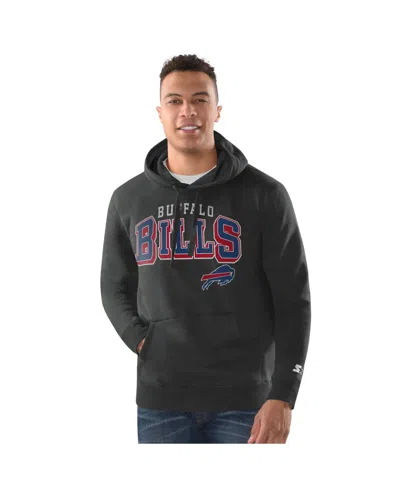 Starter Men's Charcoal Buffalo Bills Vintage Pullover Hoodie In Black