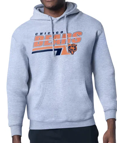 Starter Men's Chicago Bears Logo Push Graphic Fleece-lined Hoodie In Gray