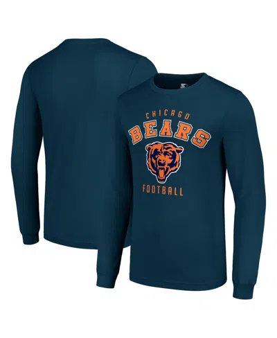 Starter Men's Chicago Bears Long-sleeve Ring-spun Cotton T-shirt In Blue