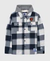 Starter Men's New England Patriots The Big Joe Sherpa Lined Plaid Jacket In Navy In Blue