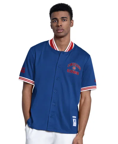 Starter Royal Chicago Cubs Button-up Short Sleeve Jacket In Blue