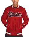 Starter Men's Classic-fit Satin Varsity Bomber Jacket In Red,black