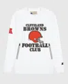 Starter Men's Cleveland Browns Crew Neck Sweatshirt With Zip Pockets In White In White