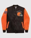 Starter Men's Cleveland Browns Varsity Satin Full-snap  Jacket In Brown