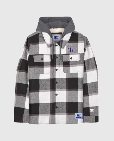 Starter Men's Colorado Rockies Cotton Flannel Full-snap Jacket In Black