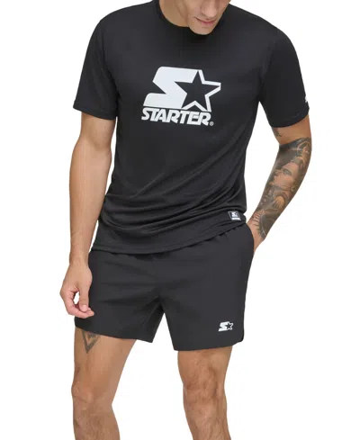 Starter Men's Crewneck Short Sleeve Logo Rash Guard In Black