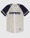 Starter Men's Dallas Cowboys Button-front Cotton  Baseball Jersey In Grey In Grey