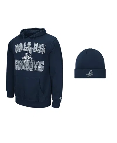 Starter Men's Dallas Cowboys Graphic Hoodie And Cuffed Knit Hat, 2-piece Set In Blue