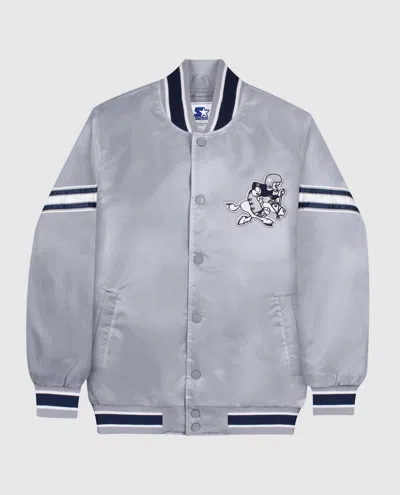 Starter Men's Dallas Cowboys Satin Full-snap Jacket In Grey In Gray