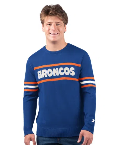 Starter Men's Denver Broncos Player Striped Sweater In Blue