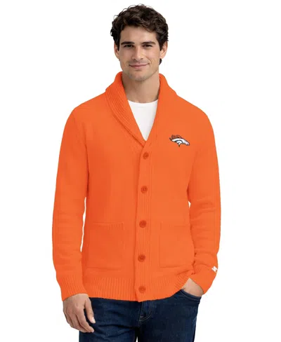 Starter Men's Denver Broncos Shawl-collar Heavy-knit Cardigan In Orange