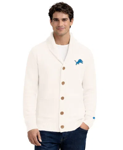 Starter Men's Detroit Lions Shawl Collar Heavy-knit Cardigan Sweater In Multi