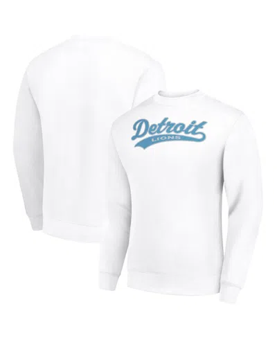 Starter Men's Detroit Lions Tailsweep Tri-blend Graphic Pullover Sweatshirt In White