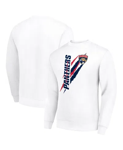 Starter Men's Florida Panthers Color Scratch Screen Print Graphics Fleece Lining Pullover Sweatshirt In White