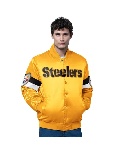 Starter Men's Gold Pittsburgh Steelers Triple Option Full-snap Varsity Jacket In Yellow