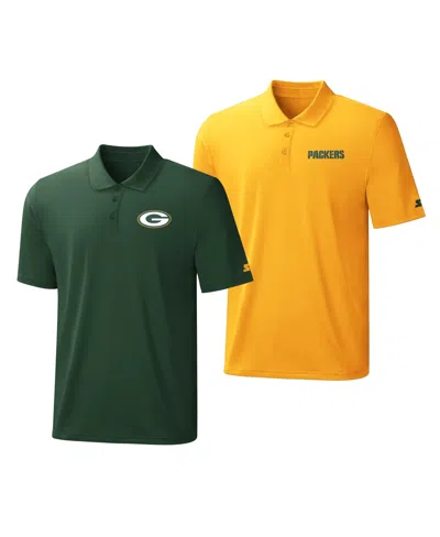 Starter Men's Green Bay Packers Short-sleeve Classic-fit Polo, 2-piece Set In Multi