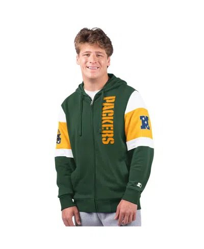 Starter Men's Green Green Bay Packers Extreme Full-zip Hoodie In Green,gold