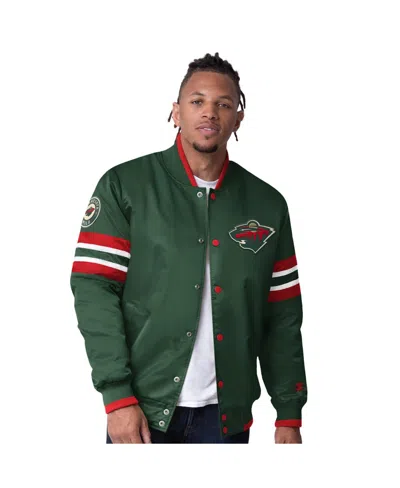 Starter Men's Green Minnesota Wild Scout I Full-snap Varsity Jacket