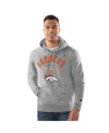 Starter Heather Gray Denver Broncos Pullover Hoodie In Heather Gray