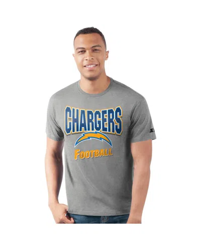 Starter Men's Heather Gray Los Angeles Chargers Prime Time T-shirt In Animal Print